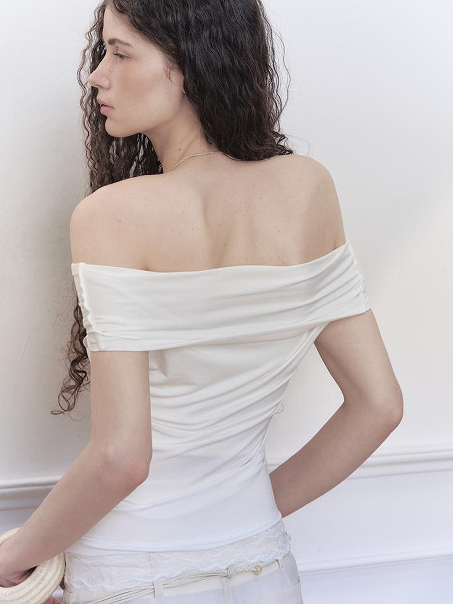 AnnoMundi Lace Trimmed Crop Knit Top With Adjustable Neckline