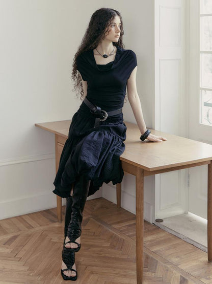 AnnoMundi Lace Trimmed Crop Knit Top With Adjustable Neckline
