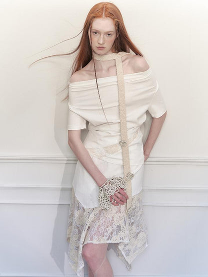 AnnoMundi Lace Trimmed Hollow Out Crop Top