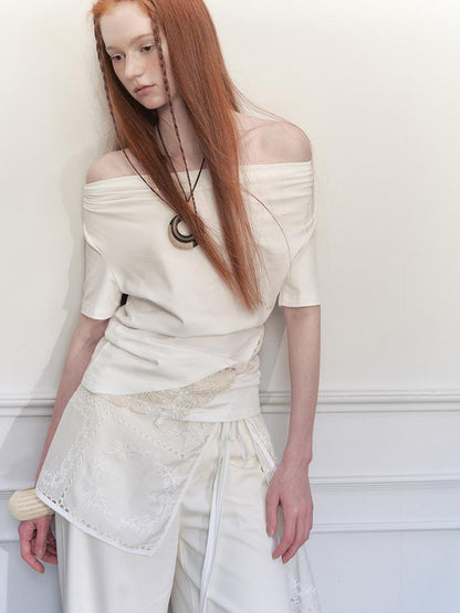 AnnoMundi Lace Trimmed Hollow Out Crop Top