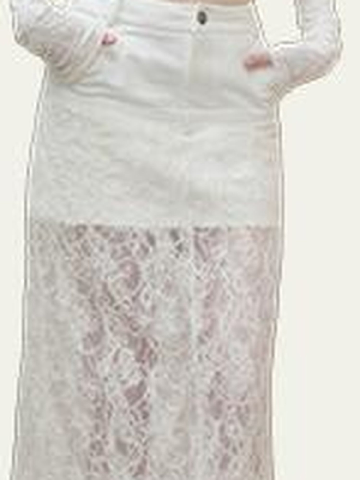 AnnoMundi Lace Trimmed Sheer Denim Midi Skirt