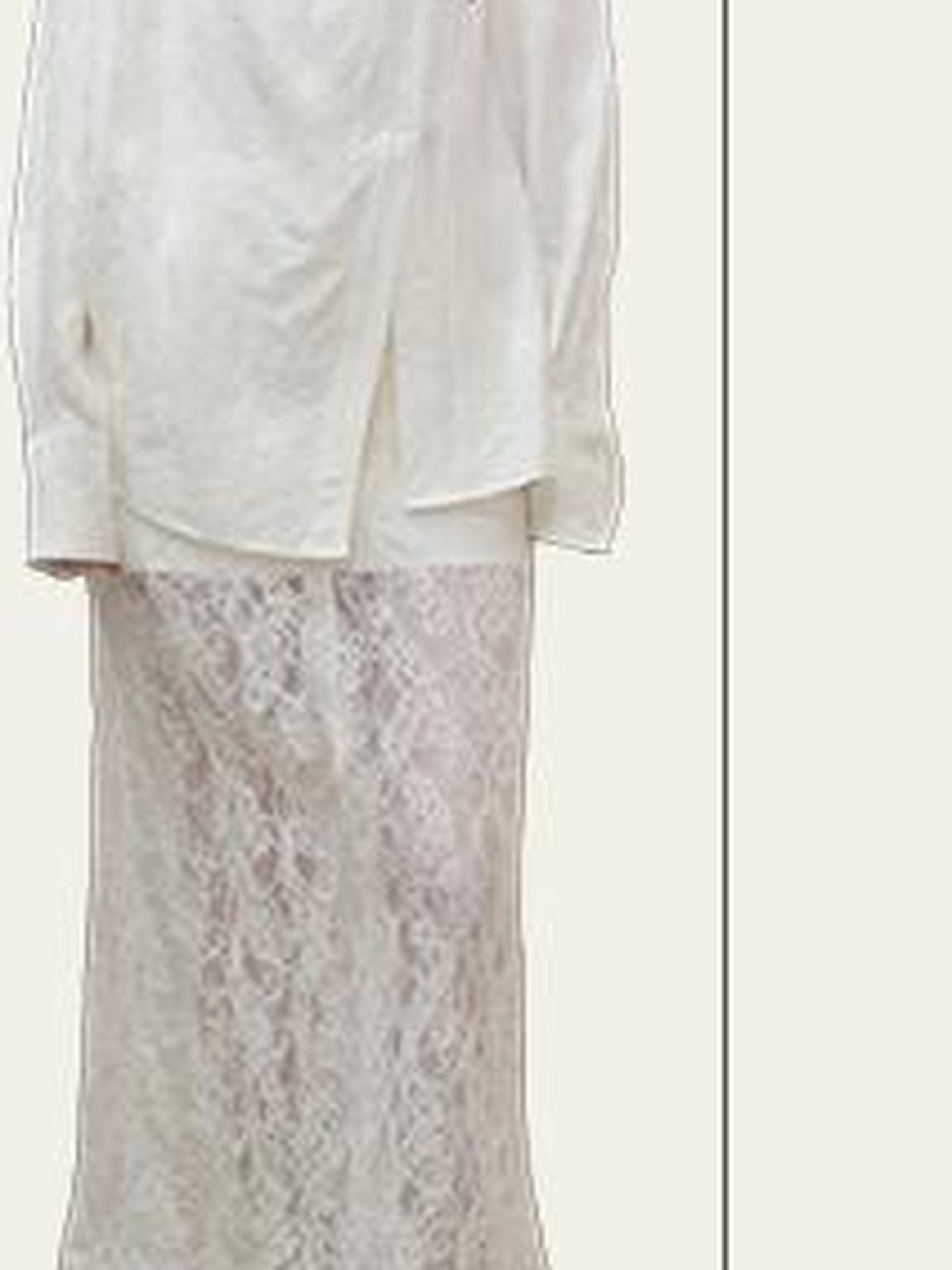 AnnoMundi Lace Trimmed Sheer Denim Midi Skirt