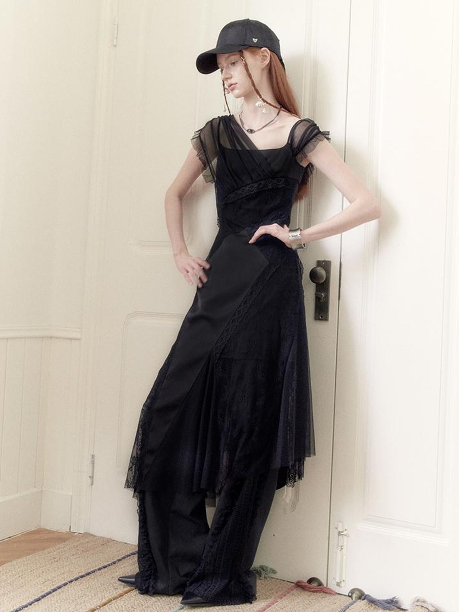 AnnoMundi Lace Trimmed Wide Leg Trousers with Artistic Flair