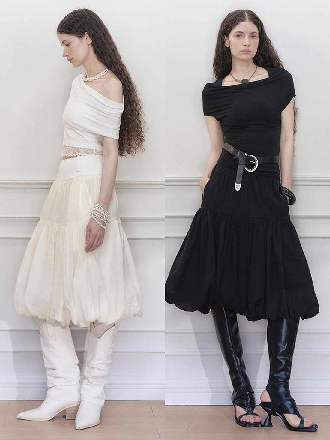 AnnoMundi Layered Floral Tulle Midi Skirt