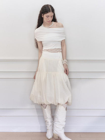 AnnoMundi Layered Floral Tulle Midi Skirt