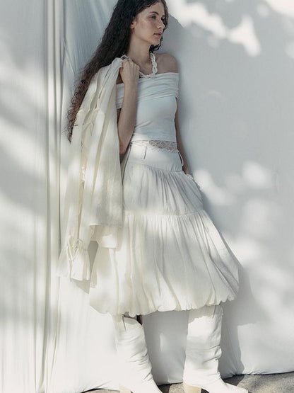 AnnoMundi Layered Floral Tulle Midi Skirt