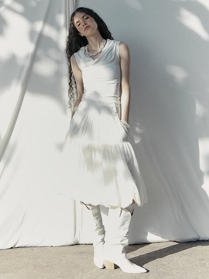 AnnoMundi Layered Floral Tulle Midi Skirt