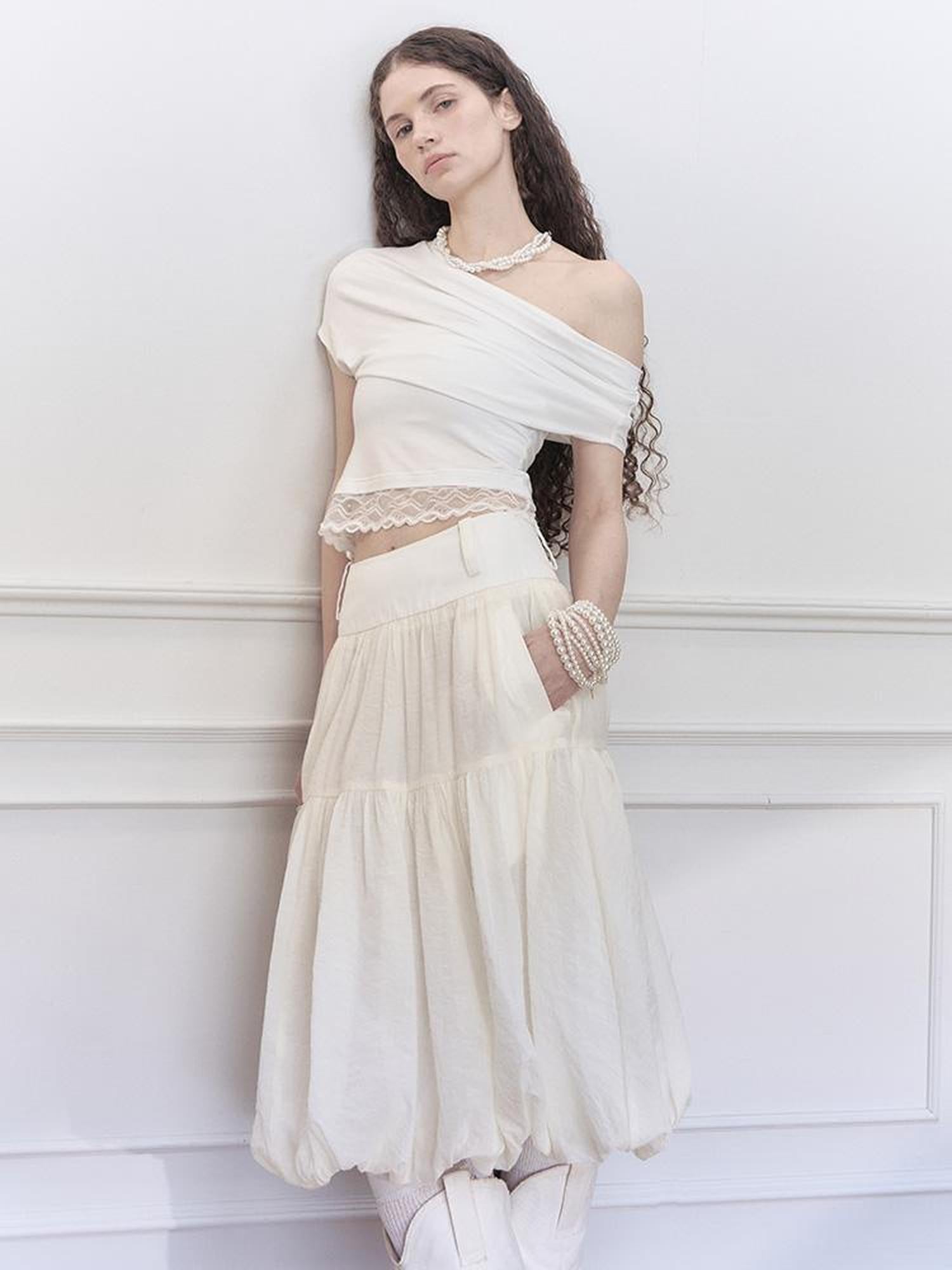 AnnoMundi Layered Floral Tulle Midi Skirt