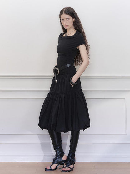 AnnoMundi Layered Floral Tulle Midi Skirt