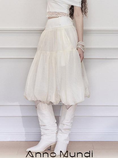 AnnoMundi Layered Floral Tulle Midi Skirt
