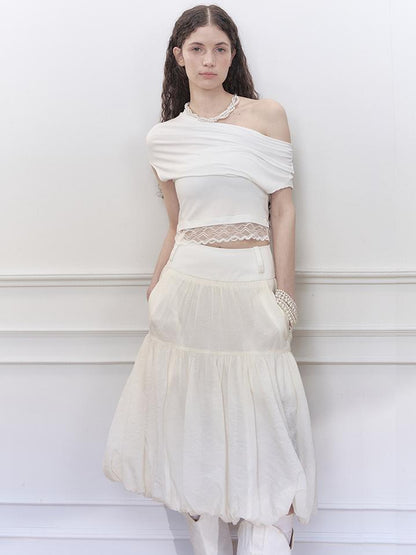 AnnoMundi Layered Floral Tulle Midi Skirt