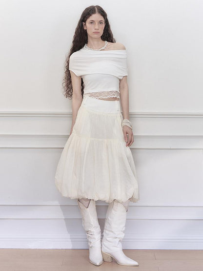 AnnoMundi Layered Floral Tulle Midi Skirt