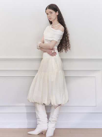 AnnoMundi Layered Floral Tulle Midi Skirt