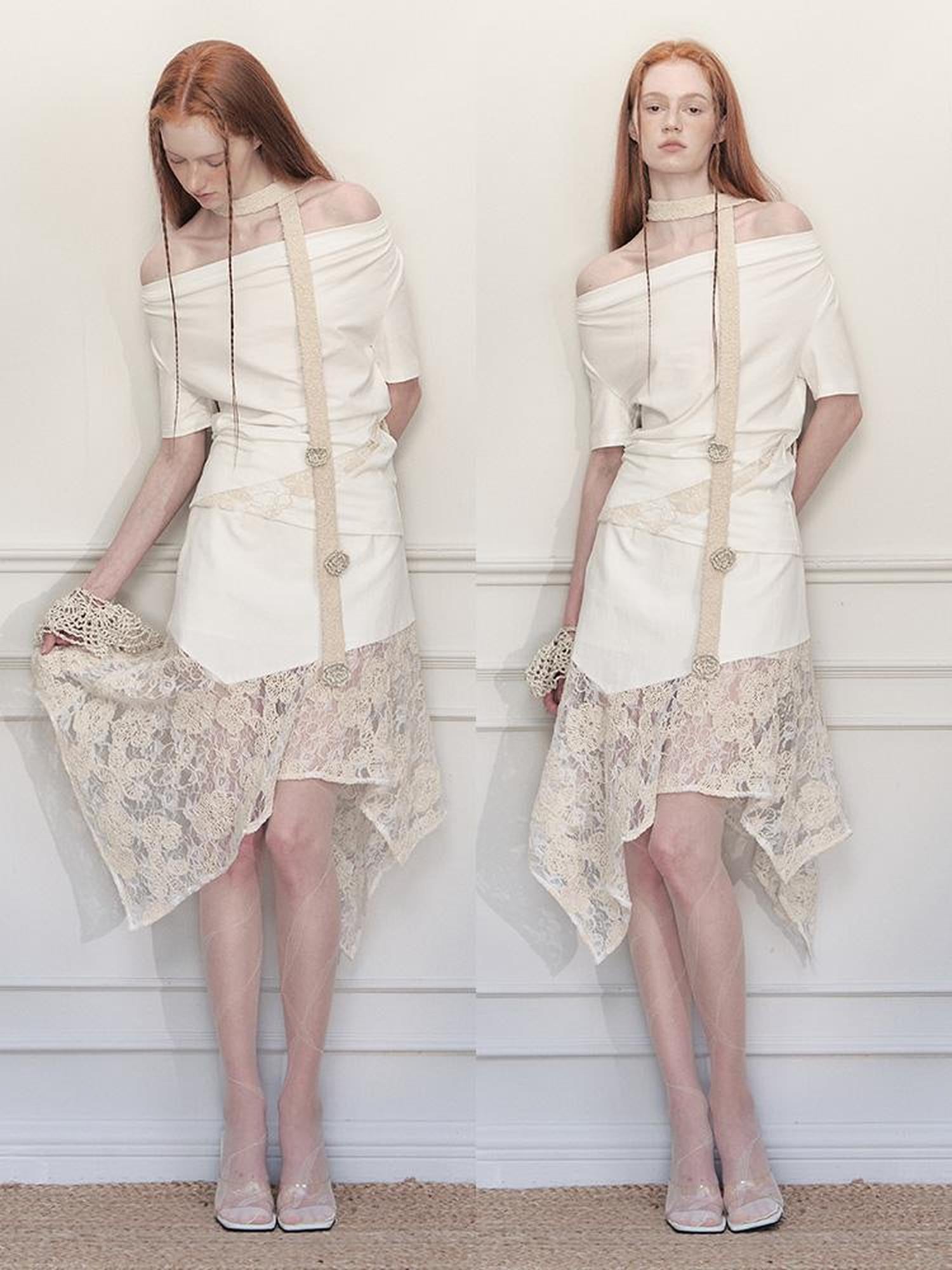 AnnoMundi Layered Lace Asymmetrical A Line Skirt
