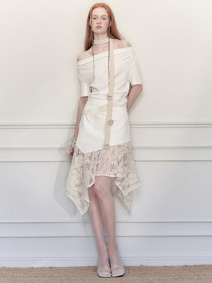 AnnoMundi Layered Lace Asymmetrical A Line Skirt