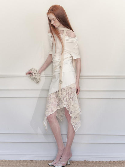 AnnoMundi Layered Lace Asymmetrical A Line Skirt