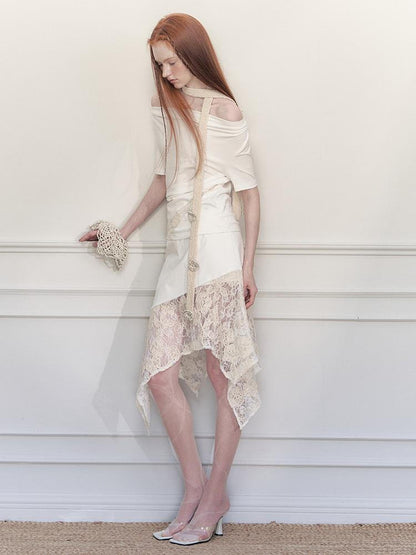 AnnoMundi Layered Lace Asymmetrical A Line Skirt