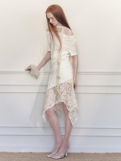 AnnoMundi Layered Lace Asymmetrical A Line Skirt
