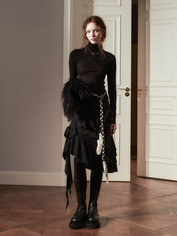AnnoMundi_Layered_Lace_Bow_Tie_Asymmetric_Hem_Skirt_MISSTT