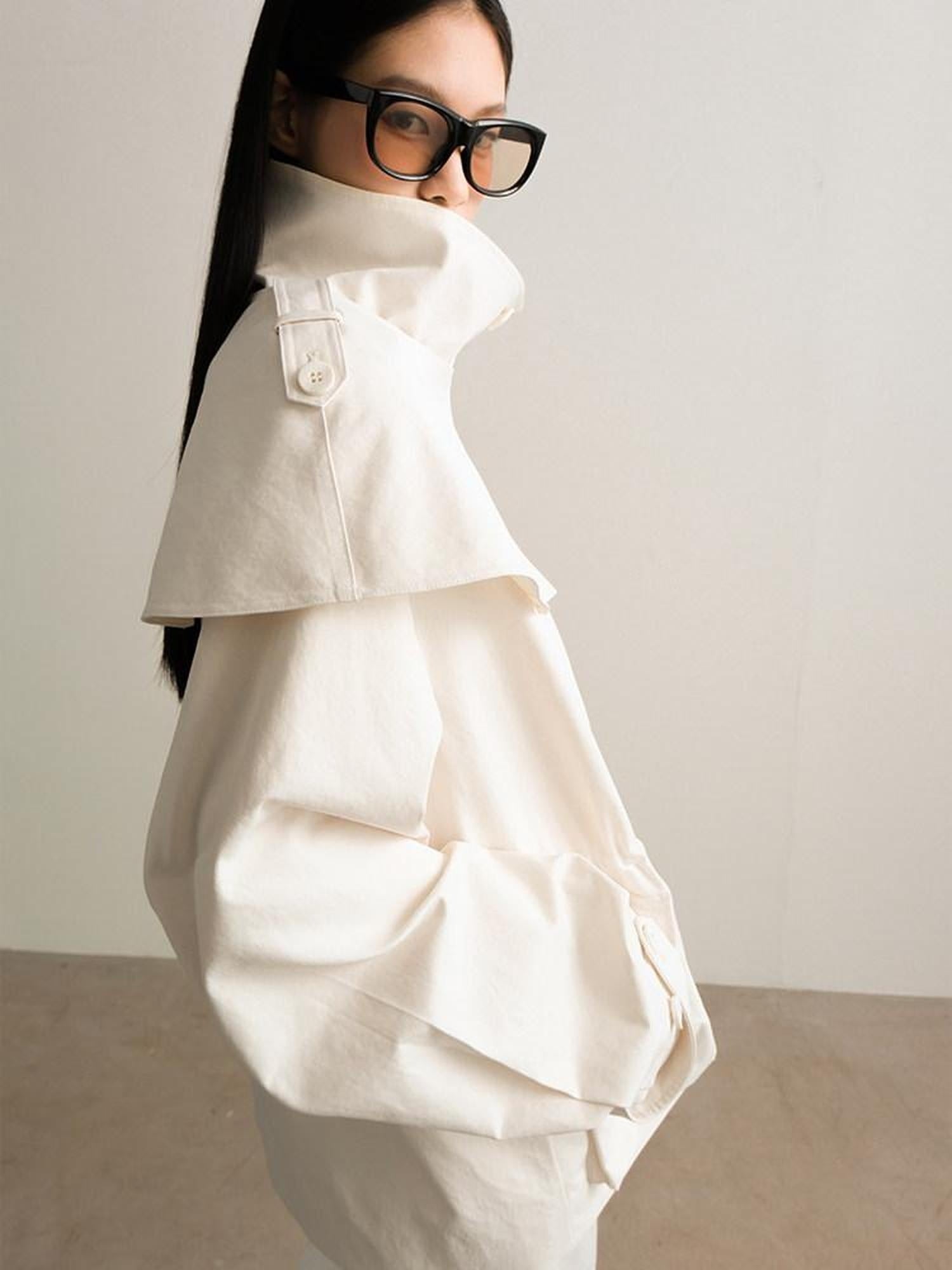 AnnoMundi Lightweight Drawstring Casual Straight Fit Midlength Stand Collar Women Jacket