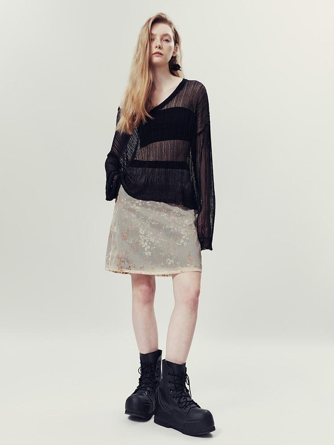 AnnoMundi Lightweight Knit Summer Cover Up V Neck T Shirt Long Sleeve