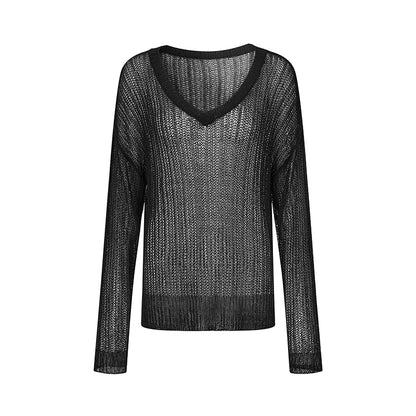 AnnoMundi_Lightweight_Knit_Summer_Cover_Up_V_Neck_T_Shirt_Long_Sleeve_MISSTT