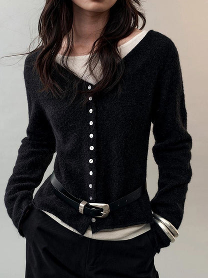 Lightweight Shell Button Knit Cardigan Cardigan