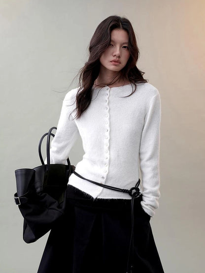 Lightweight Shell Button Knit Cardigan Cardigan