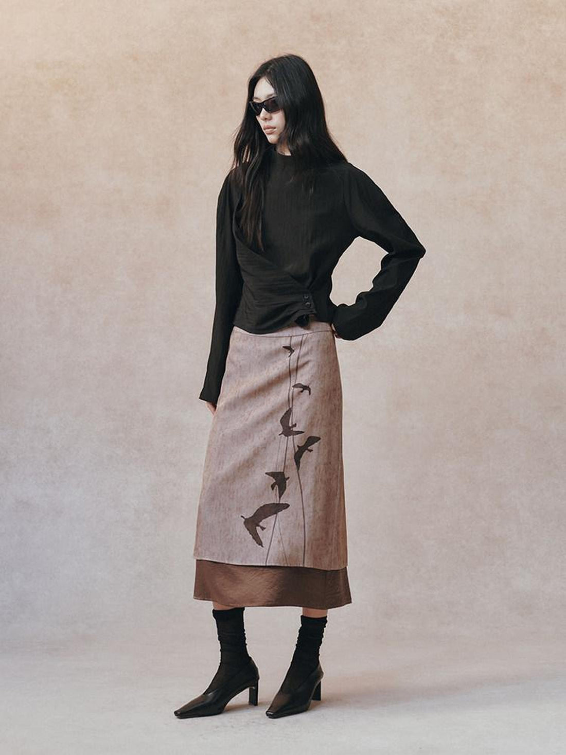 AnnoMundi Linear Bird Print Colorblock Straight Women&