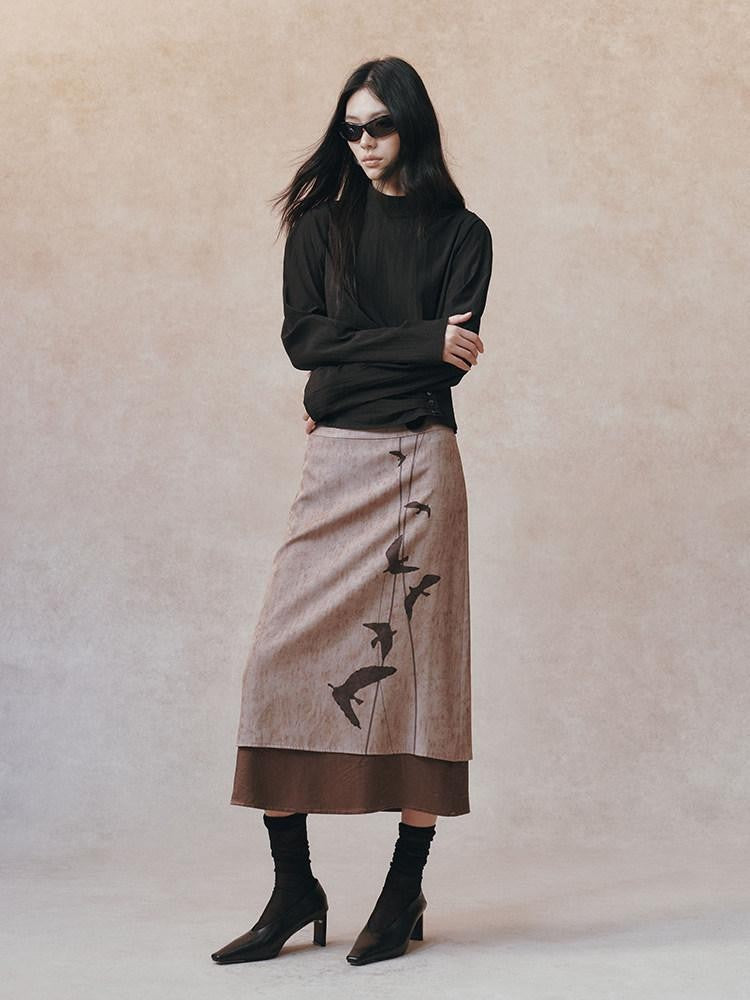 AnnoMundi Linear Bird Print Colorblock Straight Women&