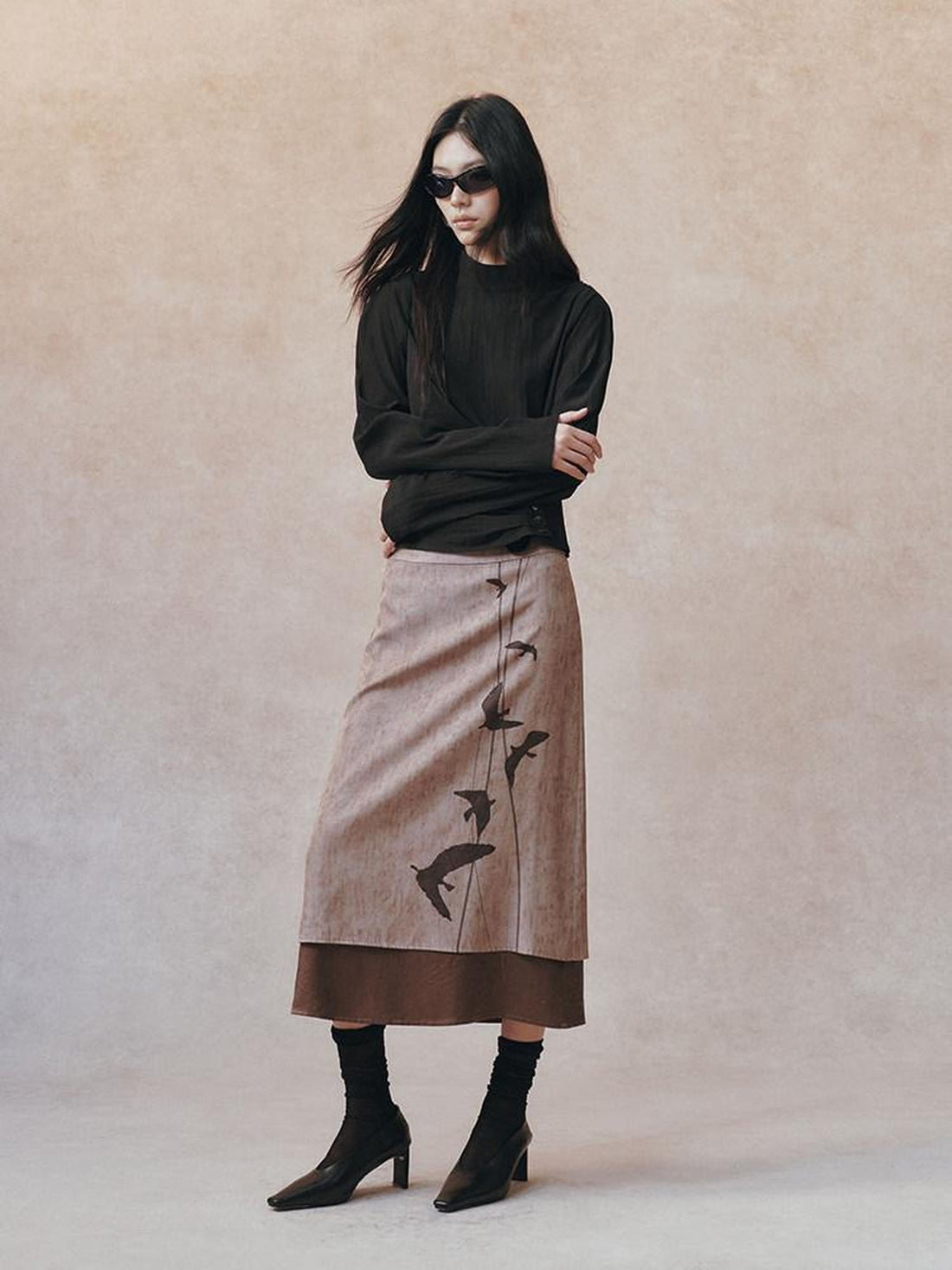 AnnoMundi Linear Bird Print Colorblock Straight Women&
