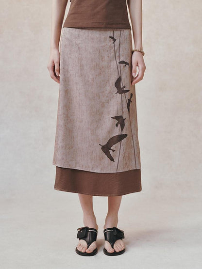 AnnoMundi Linear Bird Print Colorblock Straight Women&