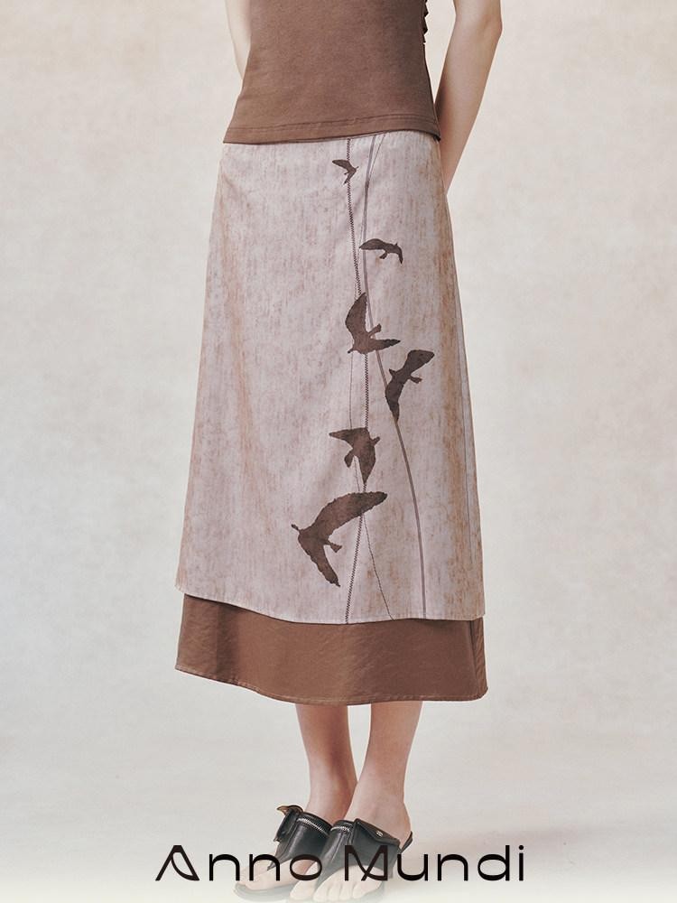 AnnoMundi Linear Bird Print Colorblock Straight Women&