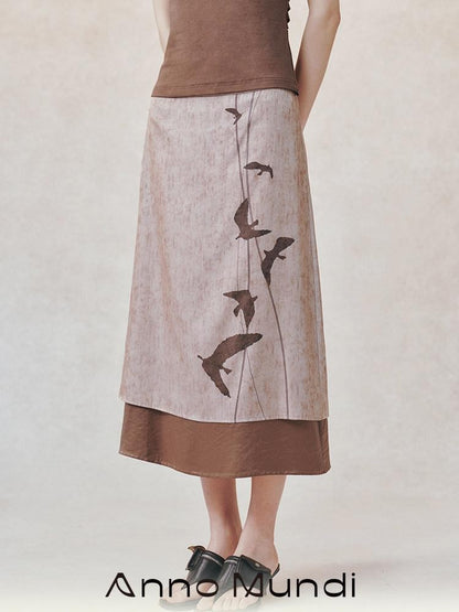 AnnoMundi Linear Bird Print Colorblock Straight Women&