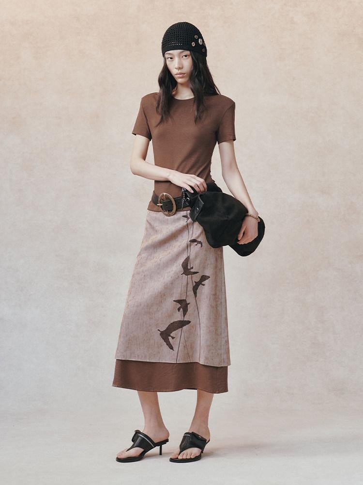 AnnoMundi Linear Bird Print Colorblock Straight Women&