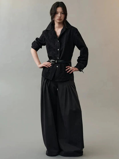 AnnoMundi Loose Fit Pleated Trousers In Black Pants