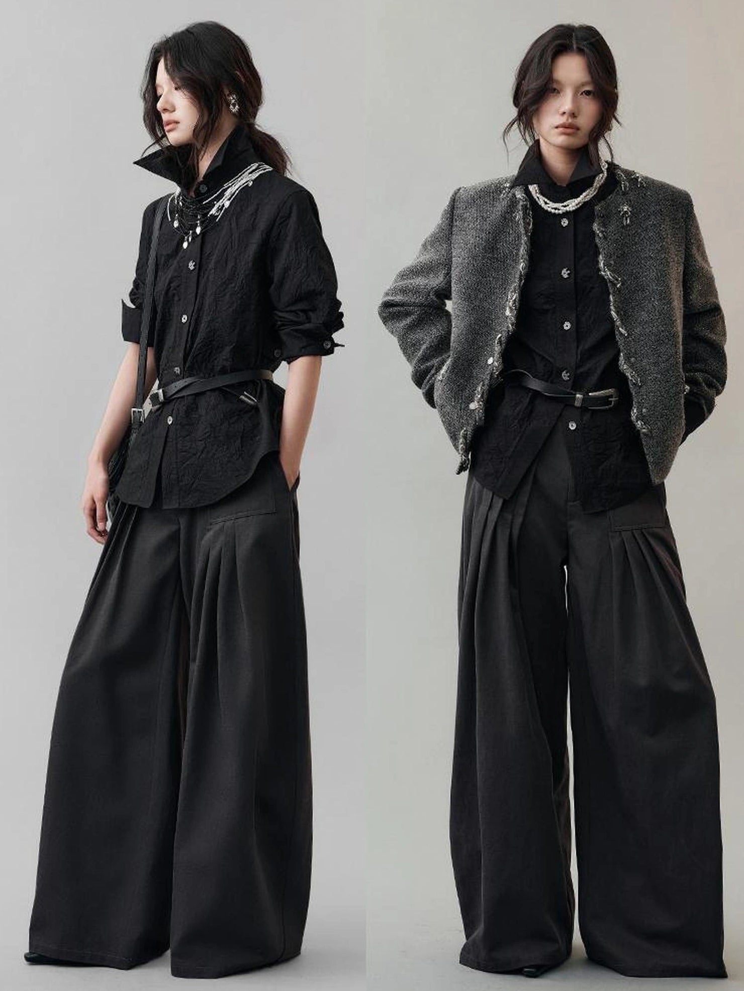 AnnoMundi Loose Fit Pleated Trousers In Black Pants