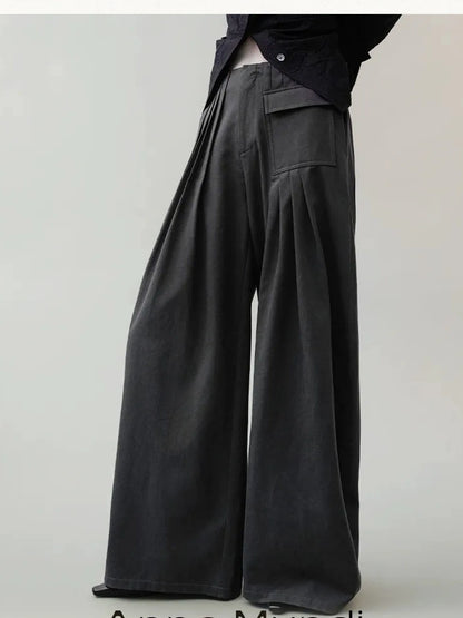 AnnoMundi Loose Fit Pleated Trousers In Black Pants