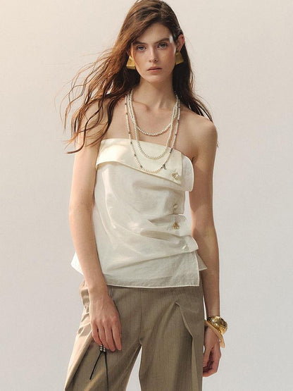 AnnoMundi Low Saturation Pleated Sheen 3D Folded Edge Shell Women&