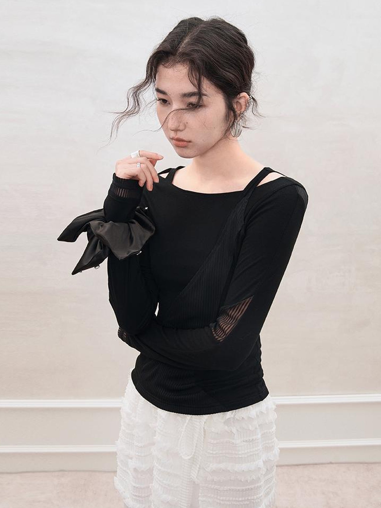 AnnoMundi Mesh Panel Rib Knit Tee