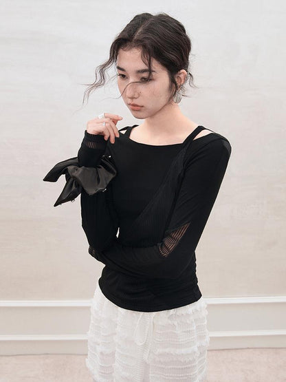 AnnoMundi Mesh Panel Rib Knit Tee