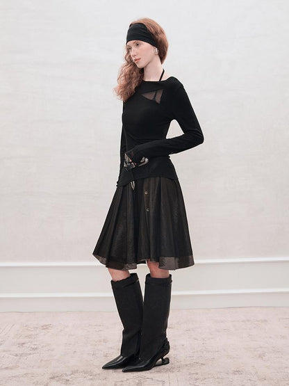 AnnoMundi Mesh Panel Rib Knit Tee