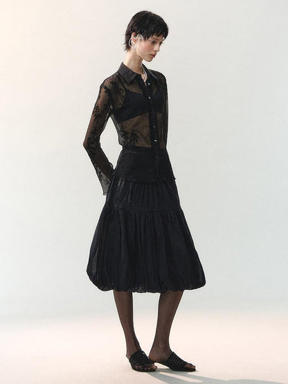 AnnoMundi Mid Length Spliced Sheer Waist Puffed Women&
