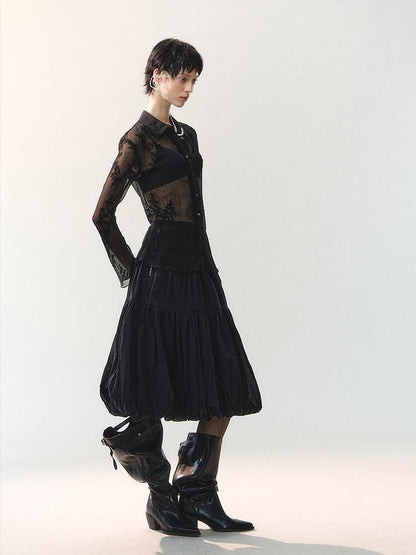 AnnoMundi Mid Length Spliced Sheer Waist Puffed Women&