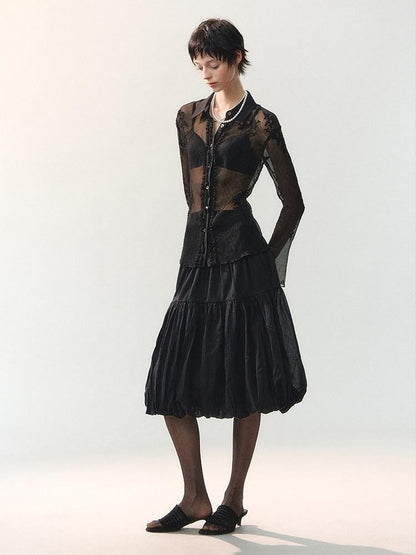 AnnoMundi Mid Length Spliced Sheer Waist Puffed Women&