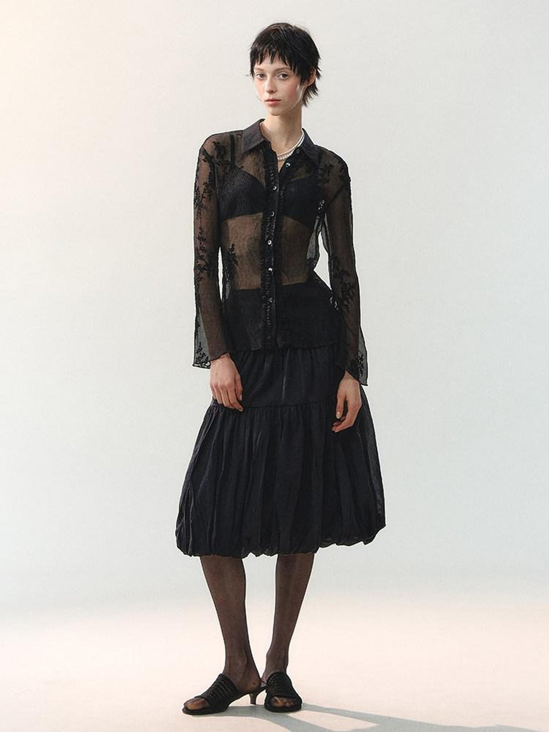AnnoMundi Mid Length Spliced Sheer Waist Puffed Women&