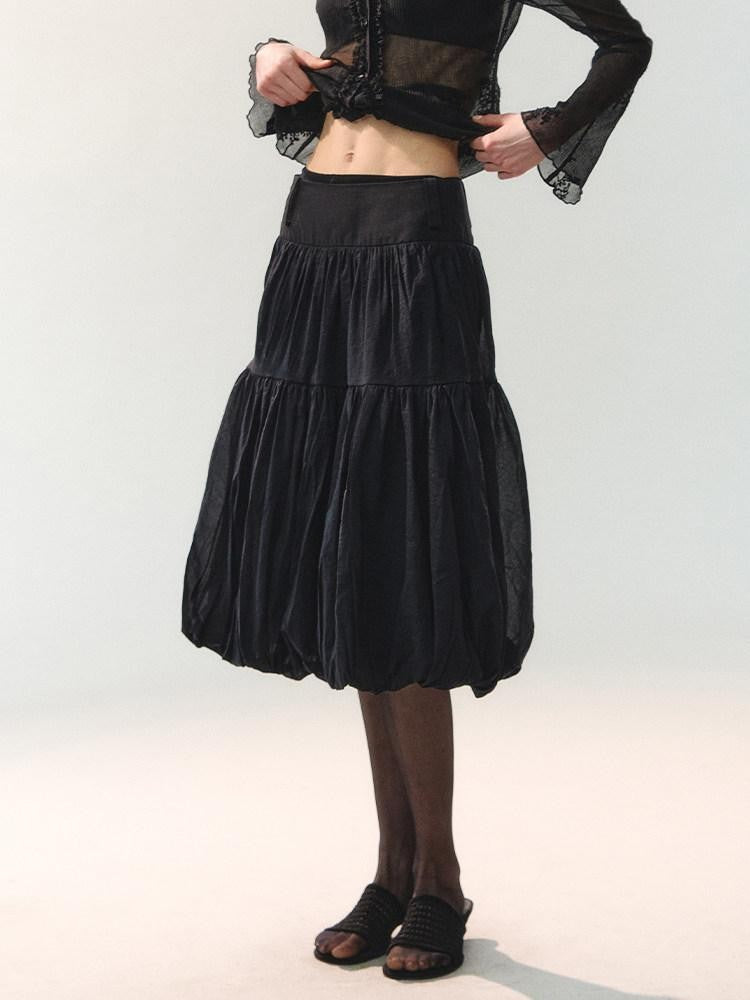 AnnoMundi Mid Length Spliced Sheer Waist Puffed Women&