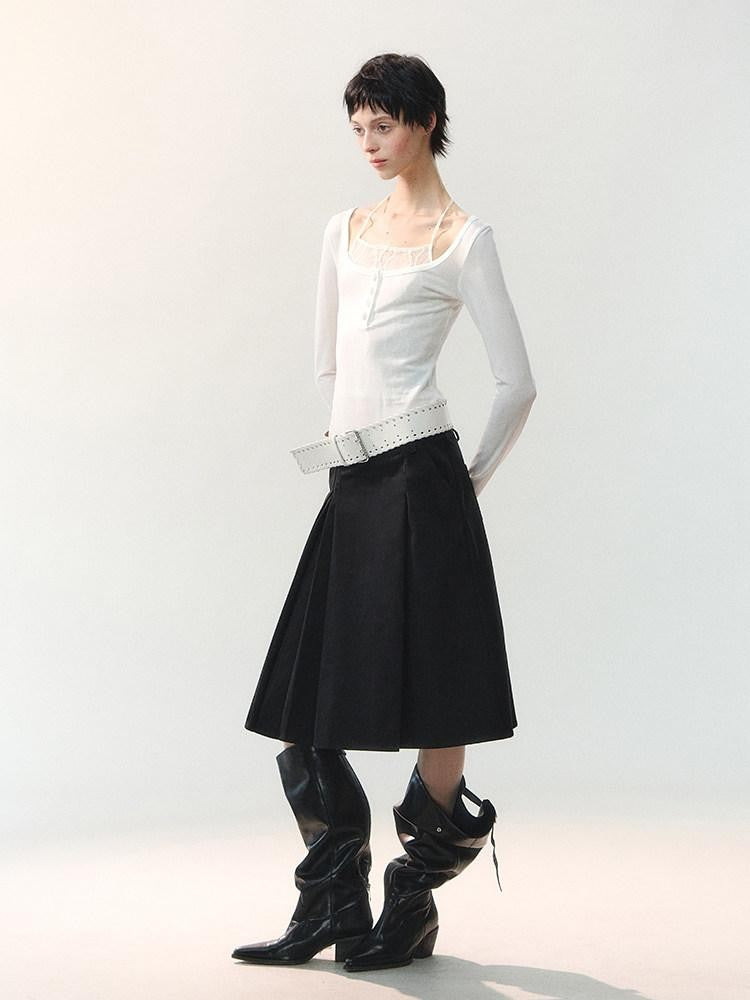 AnnoMundi Midnight Asymmetric Pleated A Line Women&