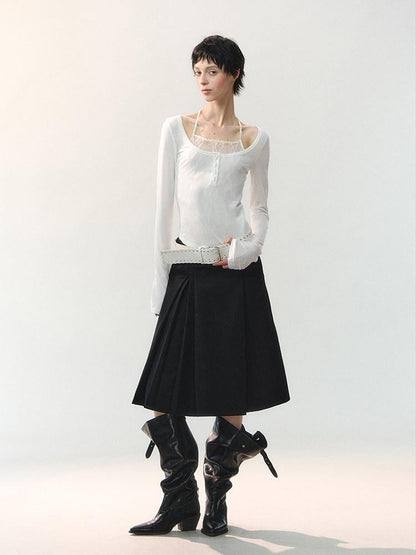 AnnoMundi Midnight Asymmetric Pleated A Line Women&