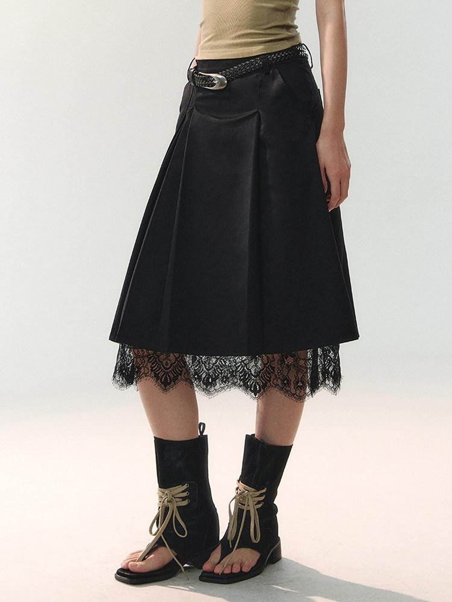 AnnoMundi Midnight Asymmetric Pleated A Line Women&